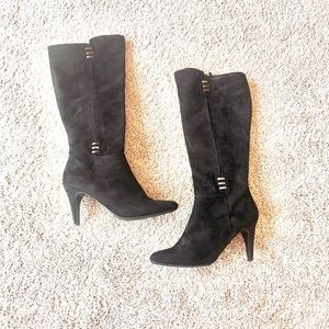 EUC Black Suede Heeled Boots by Impo Size 7.5